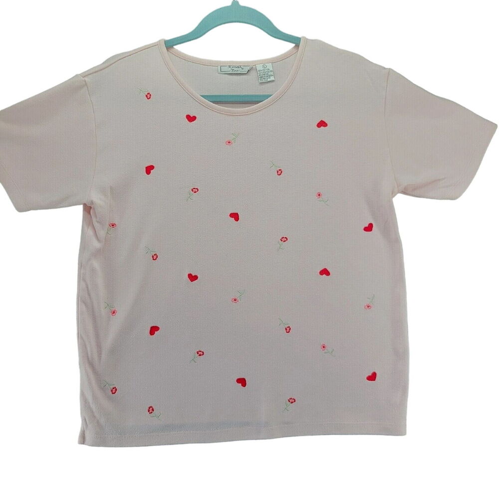 Keneth Too Womens T-Shirt Multi-Color Size Large Cotton Blend Short Sleeve